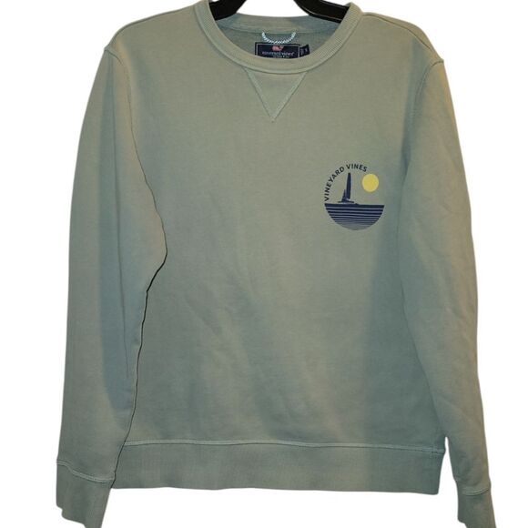 Vineyard Vines Sunset 100% Cotton Crew Sweatshirt (Men's Small) Green - Picture 1 of 5